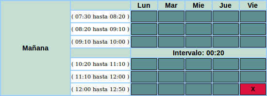 Horario escolar - Screenshot Etapa 2 - Semana