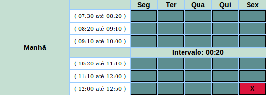 Horario escolar - Screenshot Etapa 2 - Semana