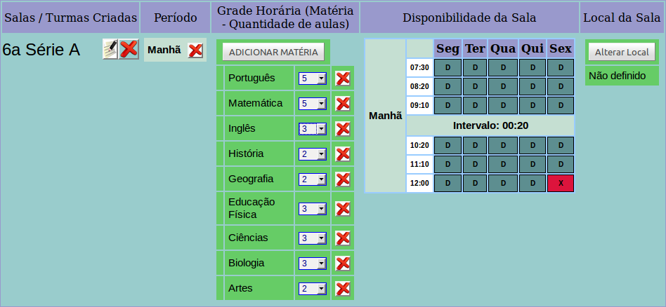 construir grelha escolar - Exemplo Sala Etapa 4