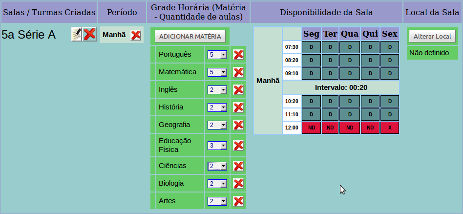 montar grade escolar - Exemplo Sala Etapa 4