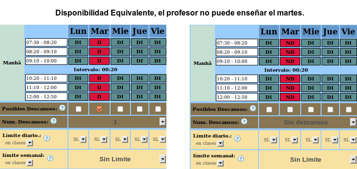 horario escolar - ejemplo disponibilidad profesores