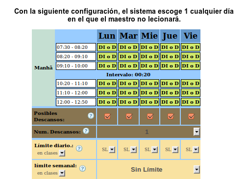 programa horario escolar - descansos móviles de los profesores