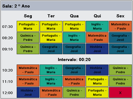 criar horário escolar exemplo solução 3