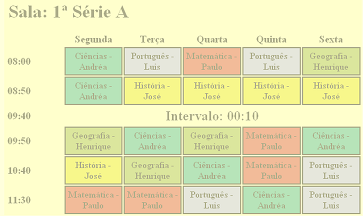 Exemplo Programa Horário Escolar