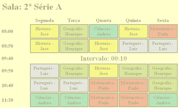 Example School Schedule Software
