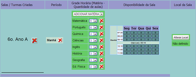 Horario Fácil Escolar - Detalle Sala